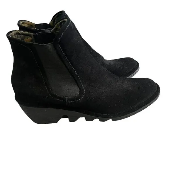 Fly London Women’s size 7. 5-8 US 38 EUR Leather Ankle Zip Boots Wedge Bootie. - Picture 3 of 13